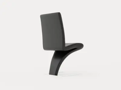 Zion Dining Chair Artificial Leather Black Chrome Low-poly 3D model