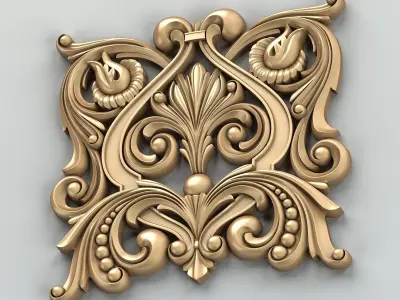 Carved decor central 013 3D model