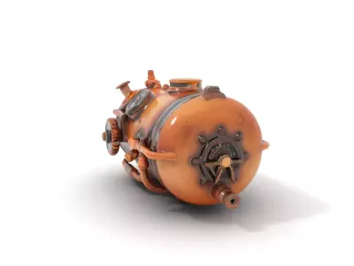 Steampunk Boiler Tank model pack with detailed gauges Low-poly 3D model