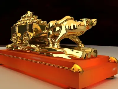 Chinese gold ingot 3D model 18