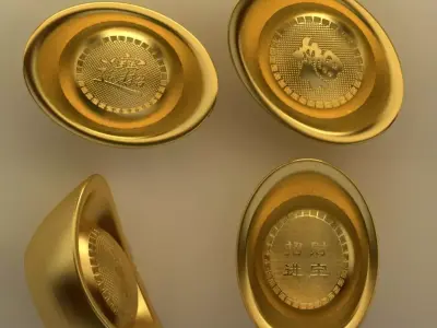 Chinese Gold Ingot 3D model