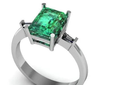 Emerald ring 3D print model buy