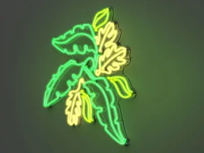 Plant Leaves 2 - Neon Sign 3D model