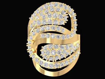 Luxury Wave Diamond Ring for Women  3200 3D print model