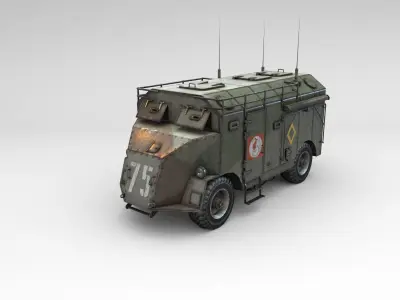 Low Poly AEC Dorchester Armoured Command Vehicle Low-poly 3D model