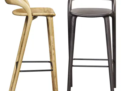 Bar stool Lugano oak natural tone 3D model