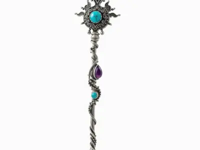 Mystic Scepter with Gemstones model pack Low-poly 3D model