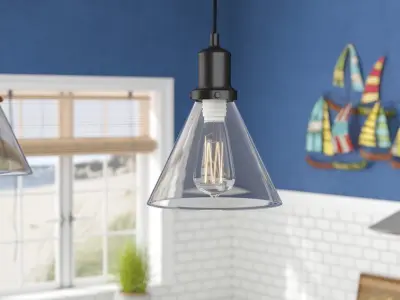 Wallick Light Single Cone Pendant - 3 Colour Free 3D model