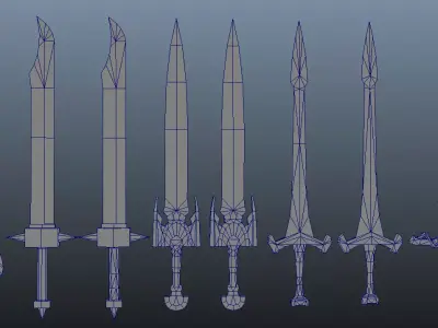 Medieval Modular Swords pack Low-poly 3D model Low-poly 3D model