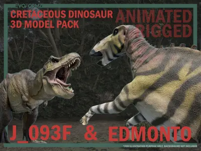 Jurassic Pack 01 - Cretaceous Dinosaur - T-Rex and Edmontosaurus 3D model
