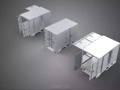 3 COLLECTION FRAME STRUCTURE BOX TRUCK CARGO PICKUP FREIGHT CAR 3D model