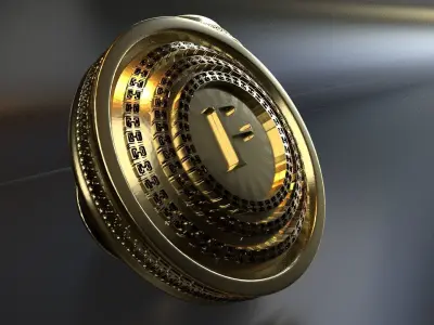 Luxury Cufflink with alphabet F 3D print model