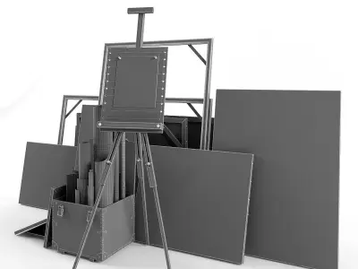 A set of decorative elements with easel 3D model