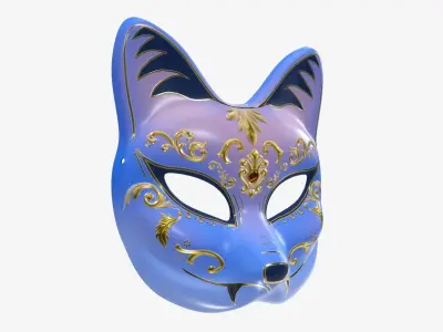 Half-face kitsune carnival mask 3D model