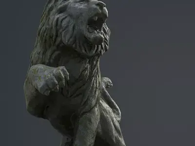 Lion Statue Low-poly 3D model 2