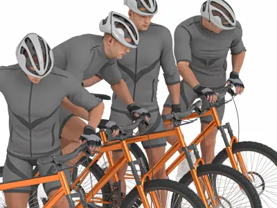 Cyclist Man in 04 Poses Low-poly 3D model