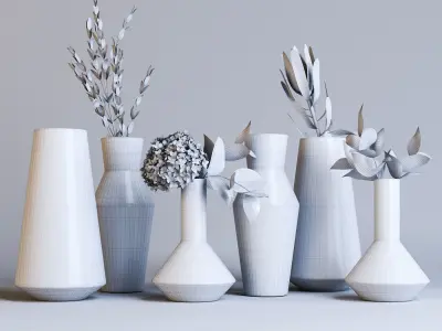 Decorative set vases 3D model