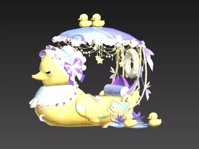 Yellow duck boat Low-poly 3D model