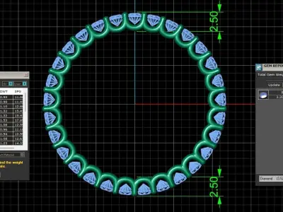 U Shaped Eternity Ring 2 point 2 mm stone size swiss 19 and EU59 3D print model