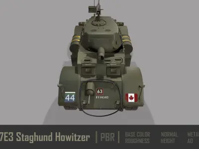 T17E3 Staghound Howitzer Armoured Car Low-poly 3D model
