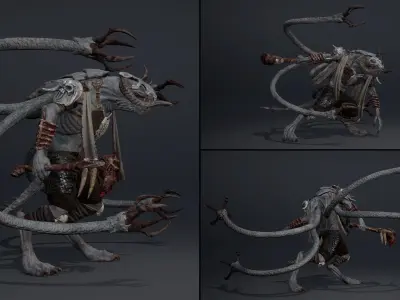 Ghost Barbarian Tentacle Low-poly 3D model