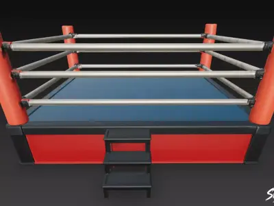 Boxing Ring Red Corner Low-poly 3D model