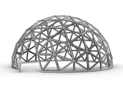 Geodesic Dome Large with Frame and Panels and Entryway 3D model