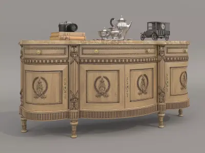 Classic European style Sideboard and Decoration 9 3D model