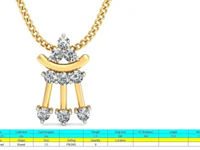 Solitaire Women Pendant 3dm STL OBJ FBX Renders Details 3D print model 25