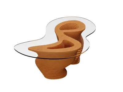 Parametric Wavy Wooden Furniture 03 - Coffee Table 3D model