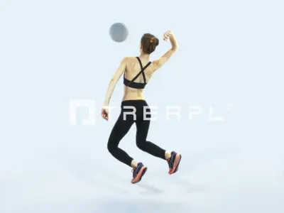 Beauty 17B Jumping Smashing Sports Volleyball Woman Low-poly 3D model