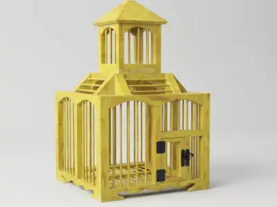 Yellow Decorative Cage by ZARA HOME 3D model