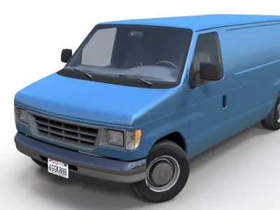 Generic industrial van Low-poly 3D model