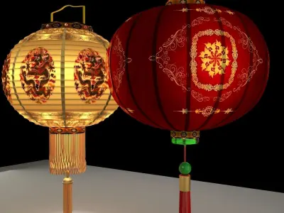 Chinese Red Lantern 3D model 22