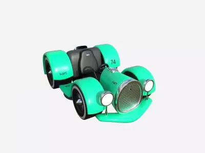 Cartoon Kart E08 Aqua - Vehicle Racing Design Low-poly 3D model