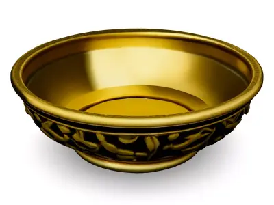 Ornate Gold and Black Bowl Low-poly 3D model