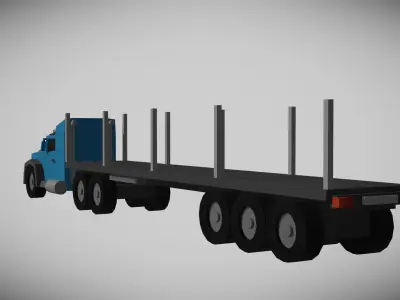 Truck With Trailers Low-poly 3D model