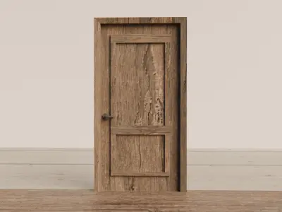 Animated Wooden Door Low-poly 3D model