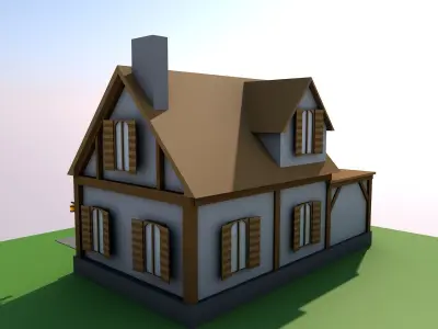 Low-Poly House with Shed Free low-poly 3D model