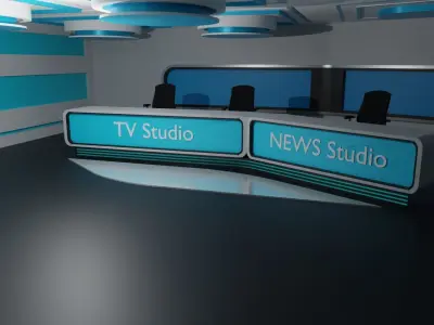 Virtual TV Studio Low-poly 3D model
