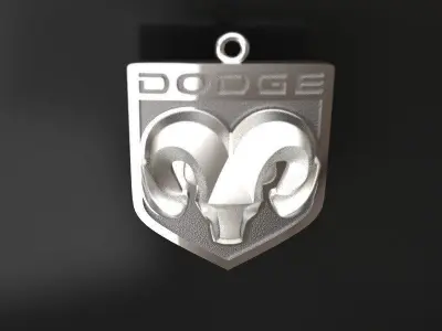 DODGE-KEYCHAIN silver and gold badge with rams 3D print model