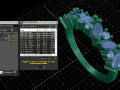 Marquise and round diamond ring 3D print model