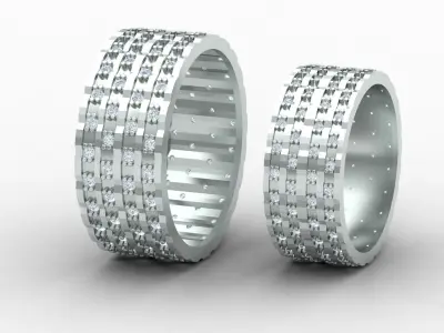 Wedding ring set 03 3D print model