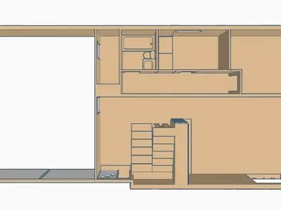 Contemporary Bi-Level Mid-Century House 1-64 S Scale  3D print model