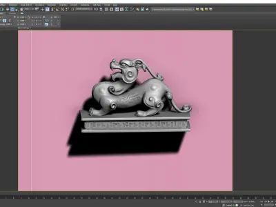 Ancient Chinese Jade Carved Jade Kirin Seal 3D model