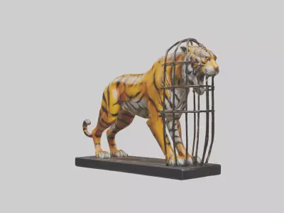 Caged Tiger statue model 3D model