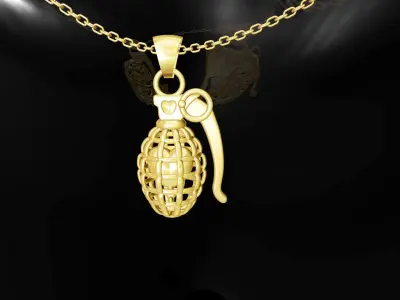 Heart Grenade gold pendant jewelry Free 3D print model