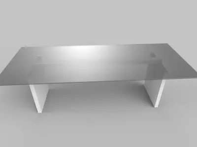 table glass and steel console Low-poly 3D model