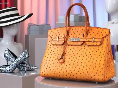 Hermes Birkin Bag Ostrich 3D model