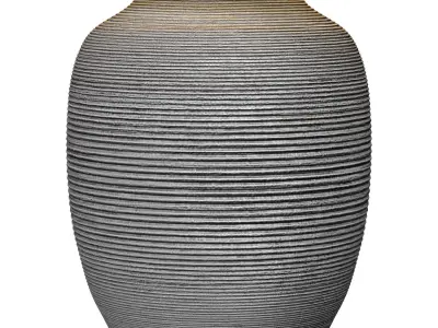 Grey Fluted Nightstand bedside European Ceramic Table Lamp 3D model